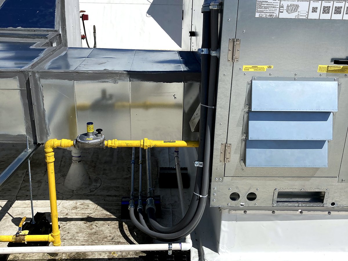 RTU electrical panel side view with conduit