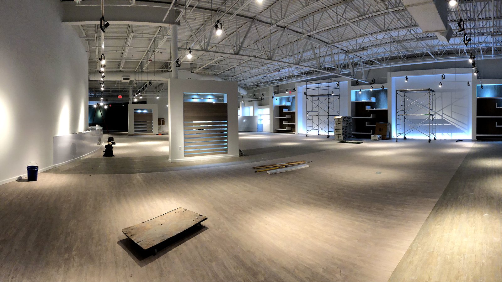 Retail buildout with track lighting