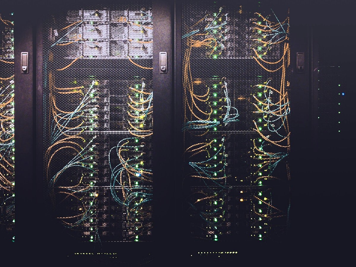 Server room with structured cabling and network equipment — D'Amore Enterprises low voltage and data